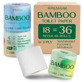 Tp300 Palm Naki Premium Bamboo Toilet Paper 3-ply Strong And Absorbent Tree-free Fsc Cer