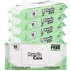 Panda Care 198715464788 Flushable Wipes - Extra Large Wet Water For Adults And Kids Uns