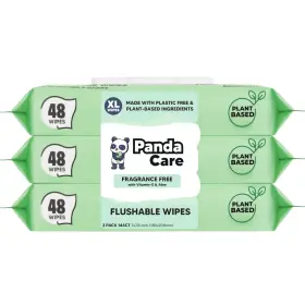 Panda Care 198715650907 Flushable Wipes - Extra Large Wet Water For Adults And Kids Uns