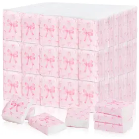 Qd0956 Party Greeting 120 Pack Pink Bow Travel Tissue Bulk Mini Pocket Tissues Size