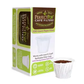 Perfect Pod 630816111005 Cafe Filters Paper Liners For Reusable K Cup Coffee Pods By - Fits All Brands