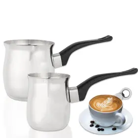 Platinum Series 678634026712 Turkish Coffee Pot Set 12oz/24oz - 2 Pack Bundle Milk Butter Warmer Pots Stov