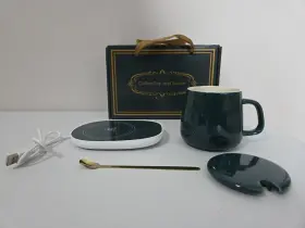 Platinum Traders 198715836301 Usb Smart Electric Heating Ceramic Cup With Thermostatic Coaster Coffee Mug Set