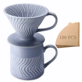 Polydremio 734038427293 Pour Over Coffee Maker With 100 Sheets Of Paper Filter 15 Oz Ceramic