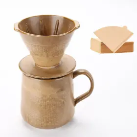 Polydremio 734038427347 Pour Over Coffee Maker Set - 300ml Ceramic Mug With Dripper And 100 Small Cone
