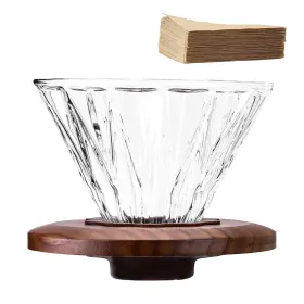 Gr-mt01 Polydremio Glass Coffee Dripper With 100 Size 02 Filters Pour Over Maker 1-3 Cups
