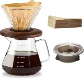 Poly01 Polydremio Pour Over Coffee Maker 20 Oz Borosilicate Glass Carafe Pour-over Set Clear