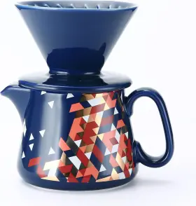 Tc02 Polydremio Pour Over Coffee Maker Ceramic Dripper With 100 Pcs V60 Paper Blue