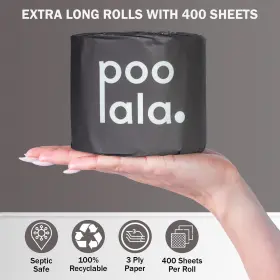 Poolala 197644118830 100% Organic Bamboo Toilet Paper Rolls - 12 Pack 3 Ply 400 Sheets Per Roll #3