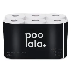 Poolala 197644118830 100% Organic Bamboo Toilet Paper Rolls - 12 Pack 3 Ply 400 Sheets Per Roll