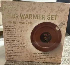 Poppy 840388303610 Mug Warmer Set With Led Lid Heats To 122 Usb Powered Hot Plate Floral #3