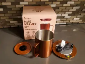Poppy 840388303627 Xo Mug Warmer Set With Led Lid Heats To 122 Usb Powered Hot Plate Works