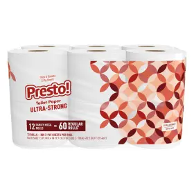 Pd-m2kmgbukln Presto Amazon Brand - 2-ply Ultra-strong Toilet Paper 12 Mega Rolls