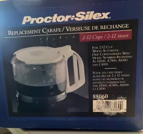 88060 Proctor Silex 2 - 12 Cup Replacement Carafe White Extra Lid With Box