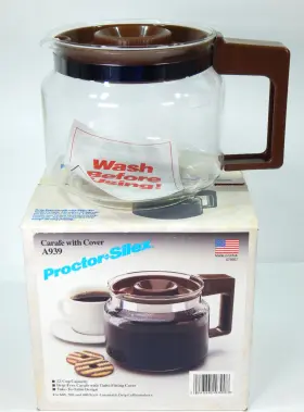 A939 Proctor Silex Vtg Replacement Carafe With Cover Lid Brown Handle 12 Cup New