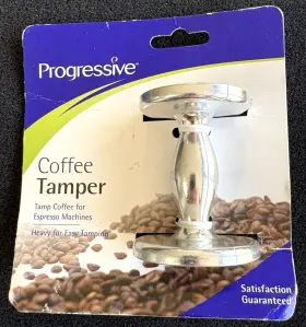 789150 Progressive Two Sided Espresso Coffee Tamper Base Silver Heavy For Easy Tamping