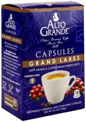 Puerto Rico Coffee Roasters Llc 036462001019 Alto Grande Grand Lares Premium Arabica Capsules Nespresso Compatible