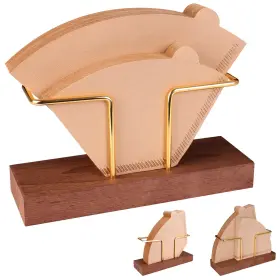 Punnio 708936205710 Coffee Filter Holder Storage Black Walnut And Brass Rack Conta Inch