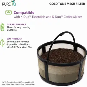 Purehq 850751008851 Reusable Mesh Ground Coffee Filter Carafe For Keurig Kduo Essentials And K Duo B #2