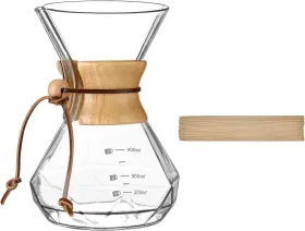 Pr-08363221 Puricon Pour Over Coffee Maker With Paper Filter 40 Sheets 400ml Clear