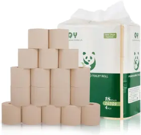 Us-tp-18-s Qingya Bamboo Toilet Paper 4-ply 18 Rolls 200 Sheets Per Roll Total 3600