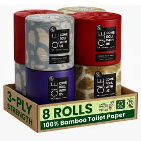 Qlenthusiast 860008041531 Qle Bamboo Toilet Paper 8 Pack 3 Ply 300 Sheets Organic Chemical Free Hypoa