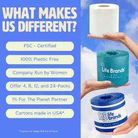 Rb Life Brands 860011037804 100% 3-ply 12 Rolls Fsc Certified Bpa Free Organic And Vegan 300 S #3