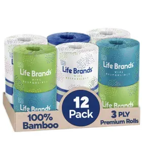 Rb Life Brands 860011037804 100% 3-ply 12 Rolls Fsc Certified Bpa Free Organic And Vegan 300 S