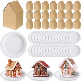 Reallnaive-favors-1 Reallnaive 60 Pcs Christmas Gingerbread House Kit 4.9 Inch X 3 Diy Crafts