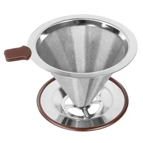 Realpero 602581843641 Pour Over Coffee Dripper Reusable Paperless 1-4 Cup Silver