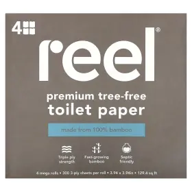 Reel Paper 860007660405 Premium Tree-free 100% 3 Ply 4 Count Pack Of 6