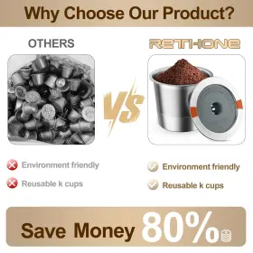 Rethone 765133233120 Reusable K Cups Coffee Filter Stainless Steel Cup #3