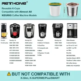 Rethone 765133235704 K Cup Reusable Coffee Pods Stainless Steel Cups Compatible With #2