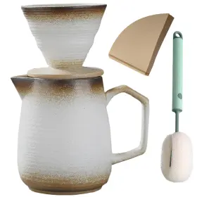 Rifgulve 717967472398 Pour Over Coffee Maker Set 16oz/480ml Ceramic With 20 Pcs Paper Fil