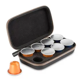 Nc-01b Romaunt Protective Carrying Case For Nespresso And Compatible Capsules 8 Count Brown