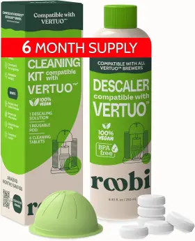 Roobi 445032522572 Nespresso Compatible Vertuo Cleaning And Descaling Kit. Includes 1 Bottle Of Desca