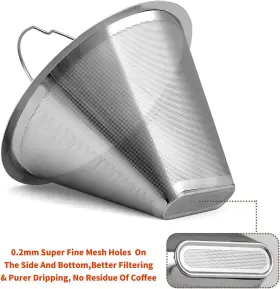 Ruoying 726084288621 #4 Reusable Permanent Cone Coffee Filters 8 12 Cup Size 4 Perfe #2