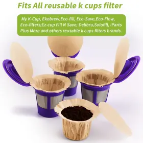 Ruoying 797550523027 Unbleached K Cup Disposable Paper Filters With Lid For Keurig Reusable #3