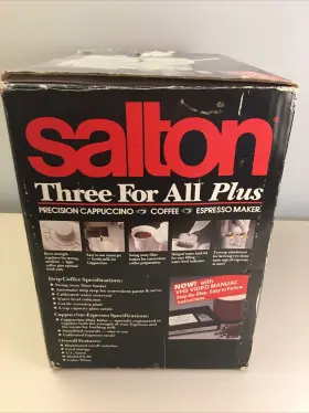 Ex-30wht Salton Three For All Plus Coffee Espresso Cappuccino Maker Read Descrip #2