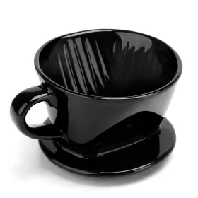 550114 Segarty #2 Pour Over Coffee Maker Single Cup Black Ceramic Dripper 1 Set Size