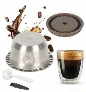 5oz-150ml Sendoger Heart Design 150ml/5oz Gran Lungo Size -stainless Steel Reusable Pods For Nes