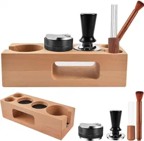 Mt0103-us Sesama Espresso Accessories Kit 5-pcs Including 51mm Wooden Portafilter Station Orga