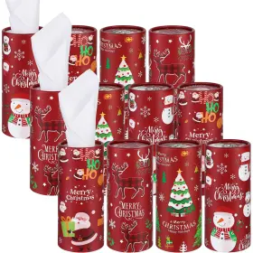 Rs3764 Shojoy 12 Pack Car Tissues Boxes Christmas Cylinder Xmas Round Ca
