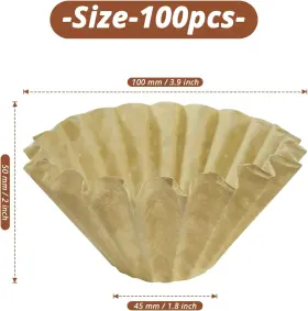 Sihuuu 445019269216 100 Pcs Coffee Filters 1-4 Cup Basket Natural Brown Unbleached #2