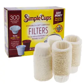Simplecups 789692437423 Disposable Paper Coffee Filters 300 Count - With Keurig K-cup Machines And Oth