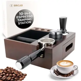 Sircles 721082194075 Large Espresso Knock Box And Tamp Station 51/53/54mm - Premium 10-in-