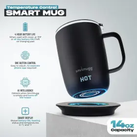 Smrtmugg 610452399869 Pro Heated Coffee Mug 14 Oz. 4 Hour Battery Life Self-heating Adjustable T #3