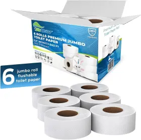 Soneat 694365961122 3-ply Jumbo Toilet Paper Rolls 9 Inch Commercial Bathroom Tissue 600 Ft.