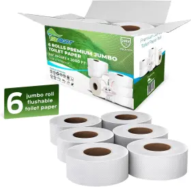 Soneat 694365961139 2-ply Jumbo Rolls 9 Inch Commercial Bathroom Tissue Paper 1000 Ft. Long With S