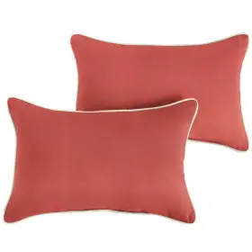 Sorra Home 313110951934 Sunbrella Terra Cotta With Ivory Rectangular Outdoor Corded Lumbar Pillows 2-pa